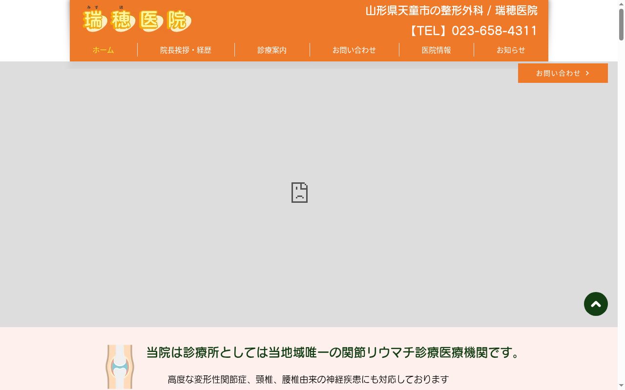 瑞穂医院の公式サイトのスクリーンショット