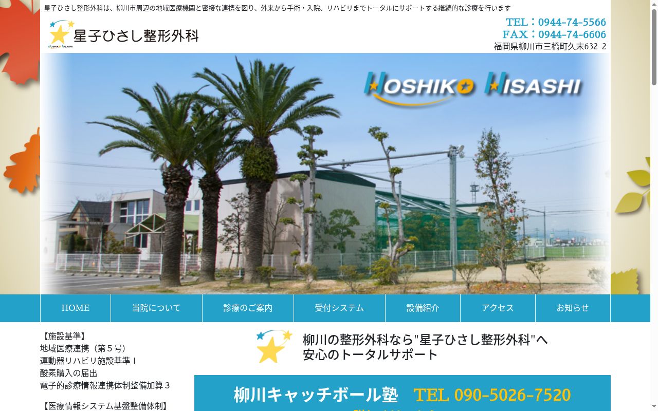 星子ひさし整形外科の公式サイトのスクリーンショット