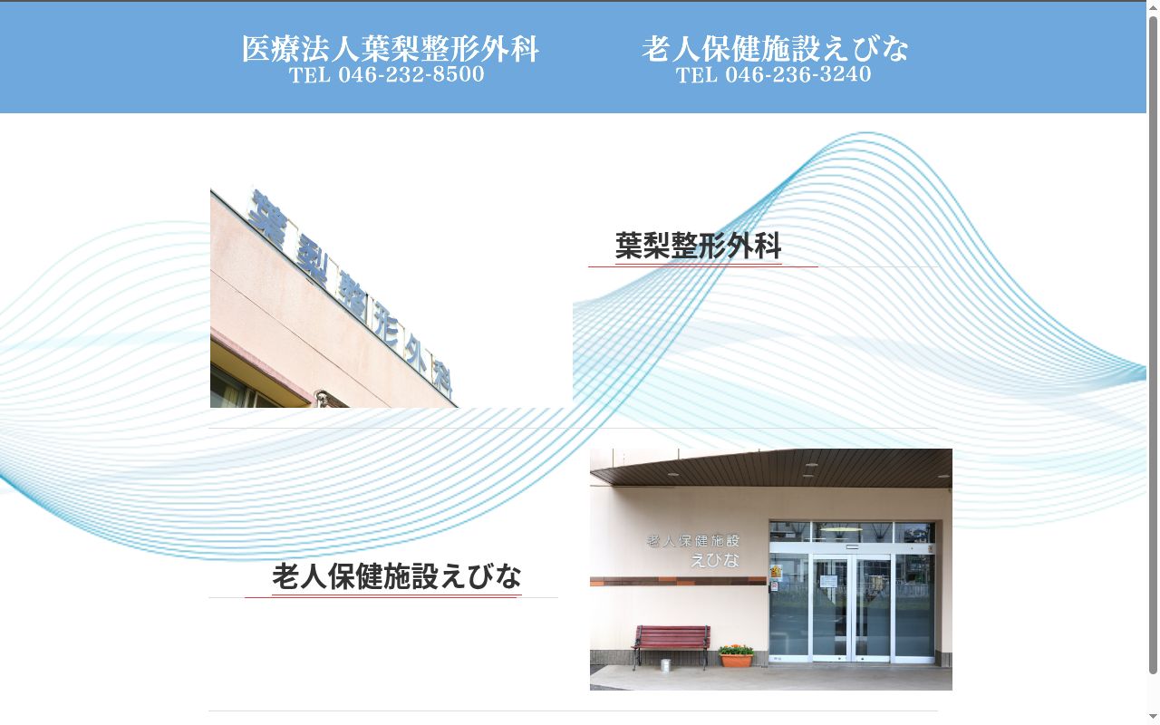 葉梨整形外科の公式サイトのスクリーンショット