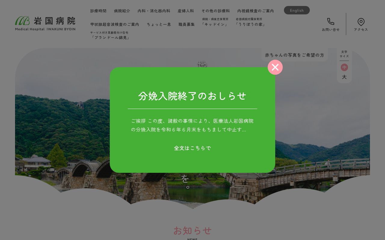 医療法人岩国病院の公式サイトのスクリーンショット
